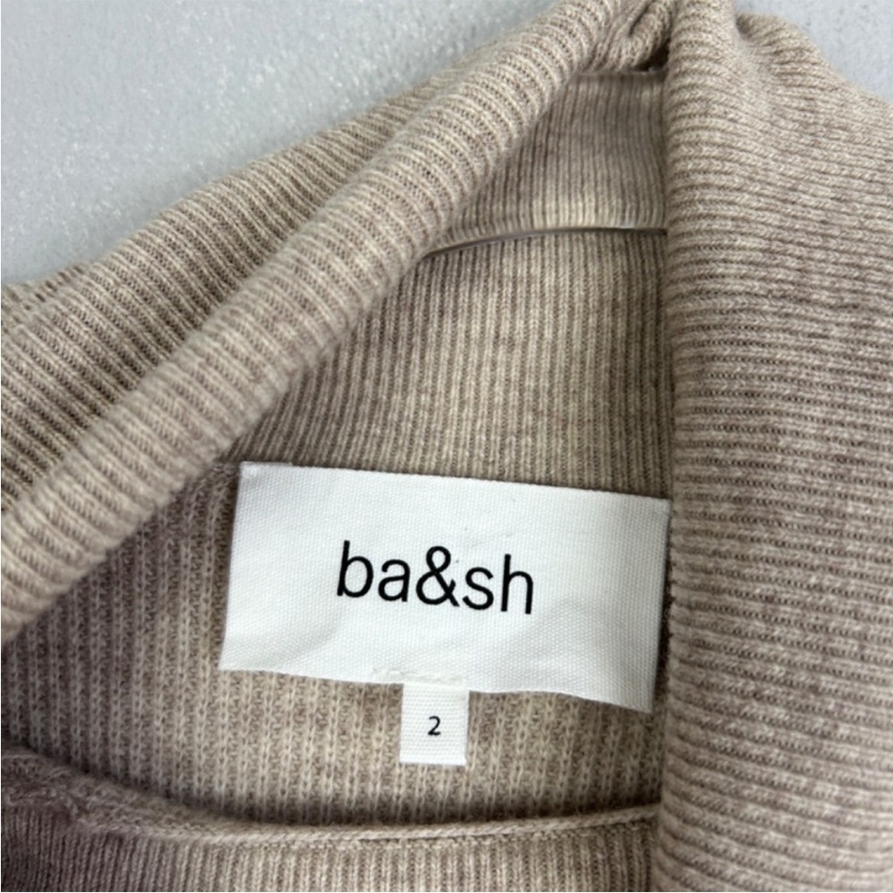 Ba&Sh Size M Eden Jumper Sweater 100% Wool Beige Turtleneck Ribbed - Picture 10 of 13